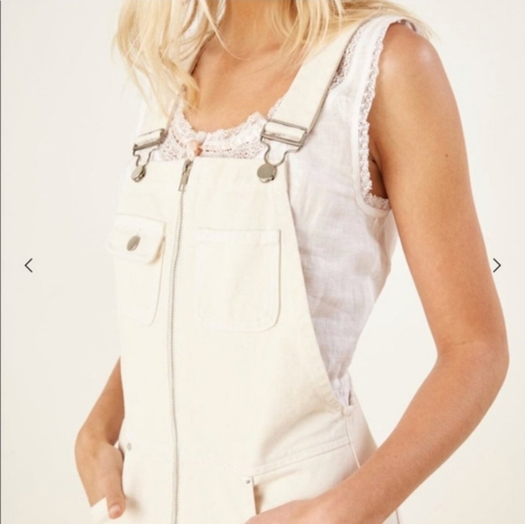 Reformation Benji Overalls Denim Cream Ivory size 10 - Picture 12 of 15